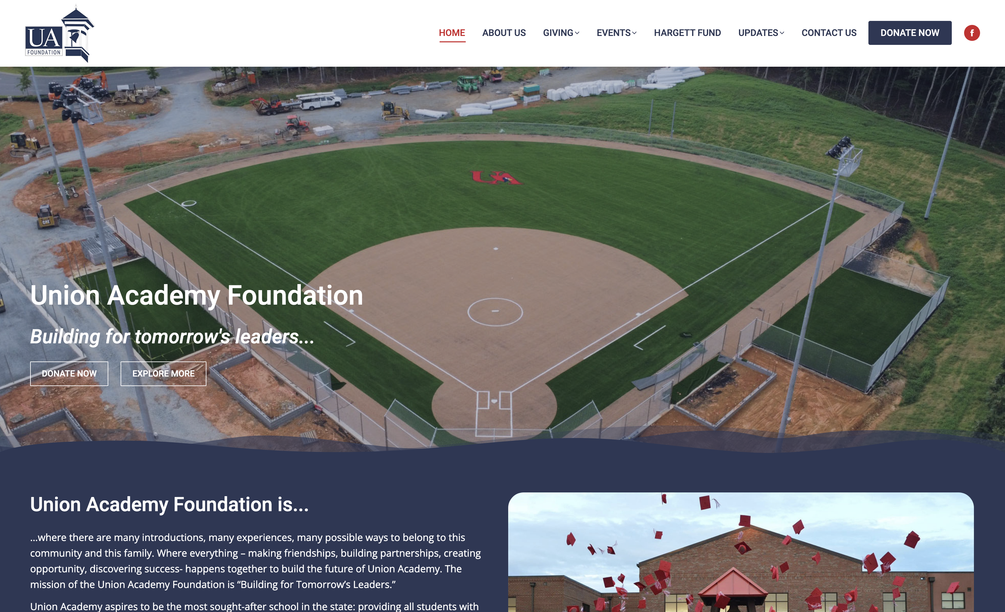 union academy foundation website design