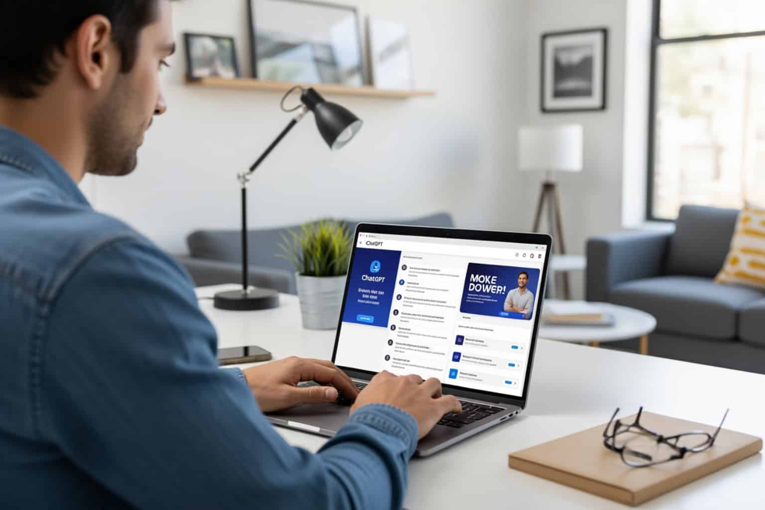 chatgpt ads now available man using laptop to access artificial intelligence tools